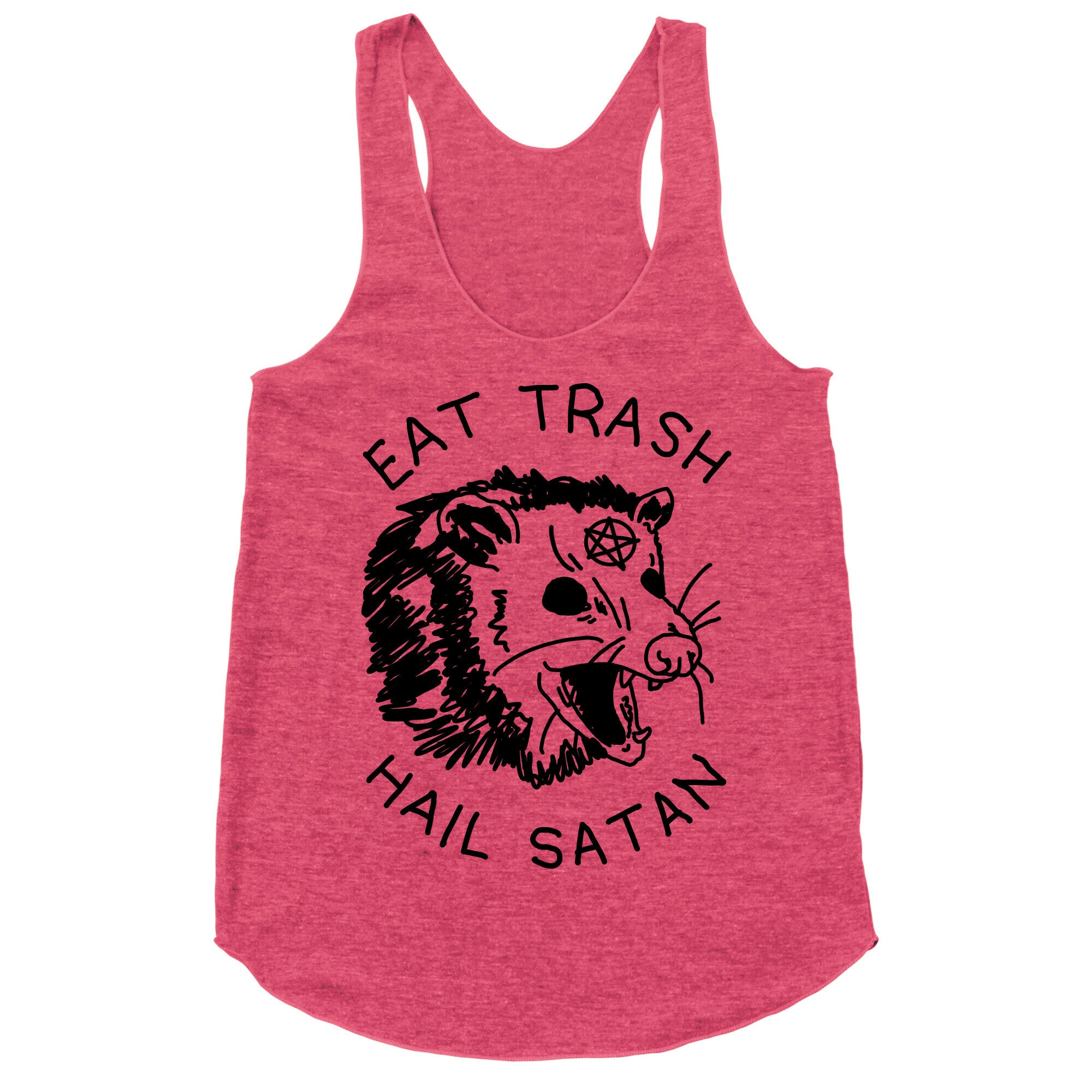 Eat Trash Hail Satan Possum Racerback Tank